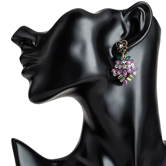 Any 2/$20! Vintage Look Lilac Flower Drop Stud Earrings - Picture 5 of 8